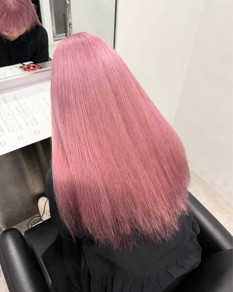 セミロング カラー ブロンド ピンクカラー ヘアカラー 【🥀履歴修正🥀】 ハイトーン職人/拓真のヘアスタイル