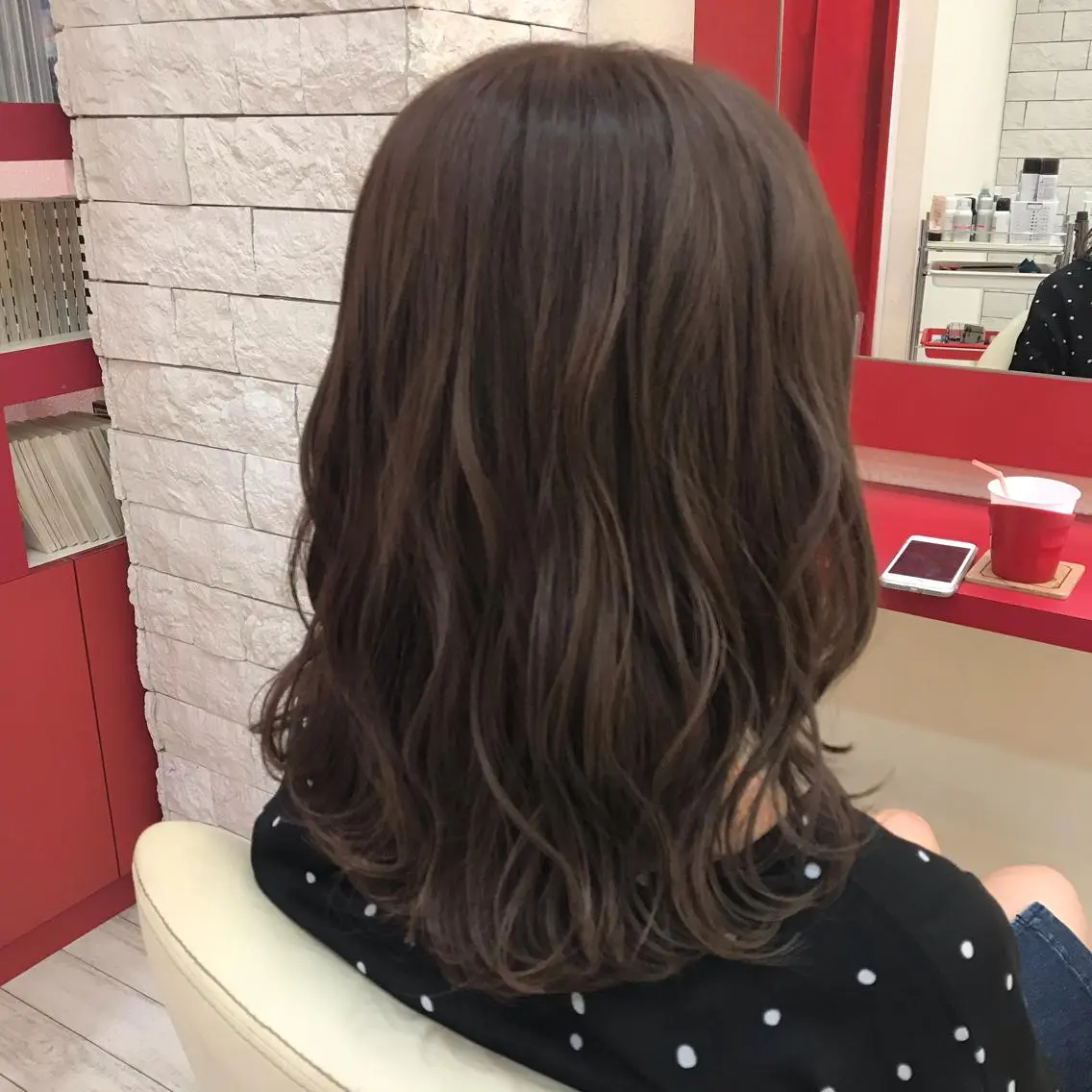 セミロング カラー アッシュ アッシュブラウン ブラウンカラー ダークアッシュ 櫻井 なんなのヘアスタイル