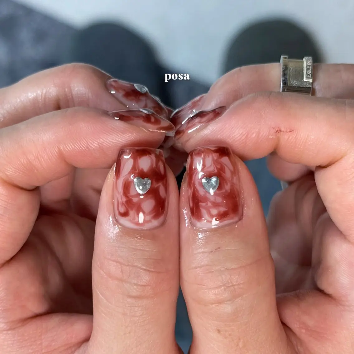 ネイル ハート 赤色 シンプルネイル ハンドネイル posa nail モエミのネイルデザイン