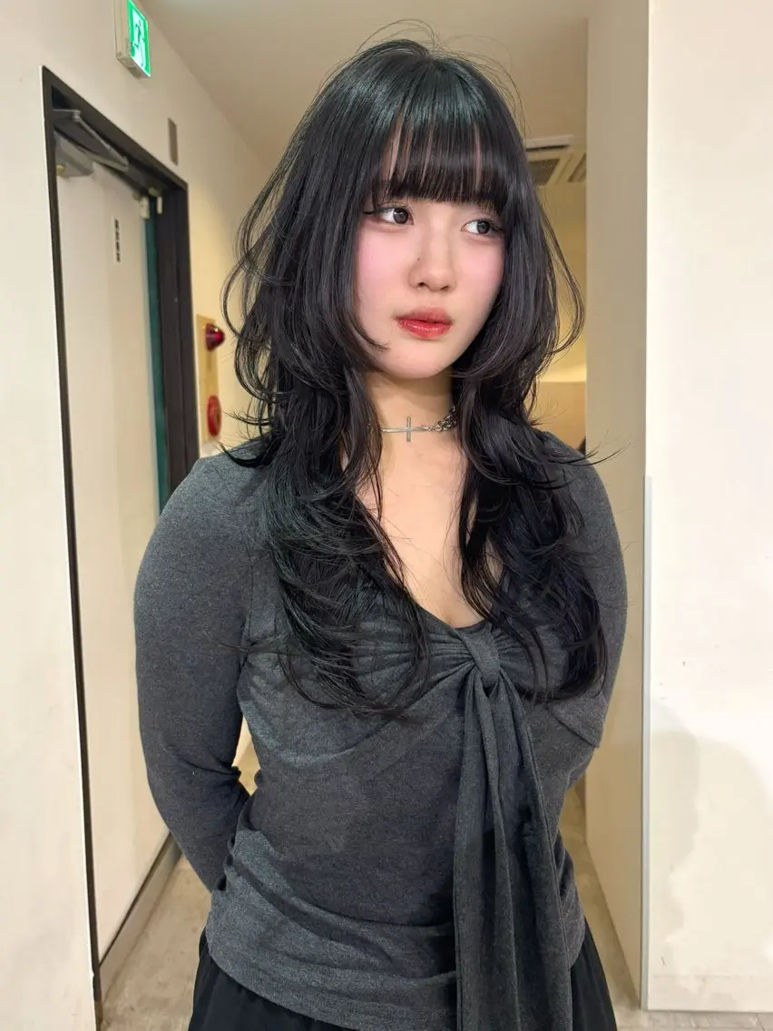 ロング カラー 黒髪 カット ヘアカラー mizuki/ピンク ベージュ.レイヤーのヘアスタイル