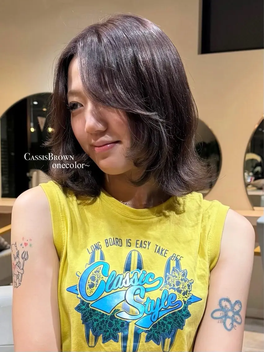 カラー ブラウンカラー カシス ヘアカラー トリートメント 艶カラー🥣🫧 ZACC銀座/はるかのヘアスタイル