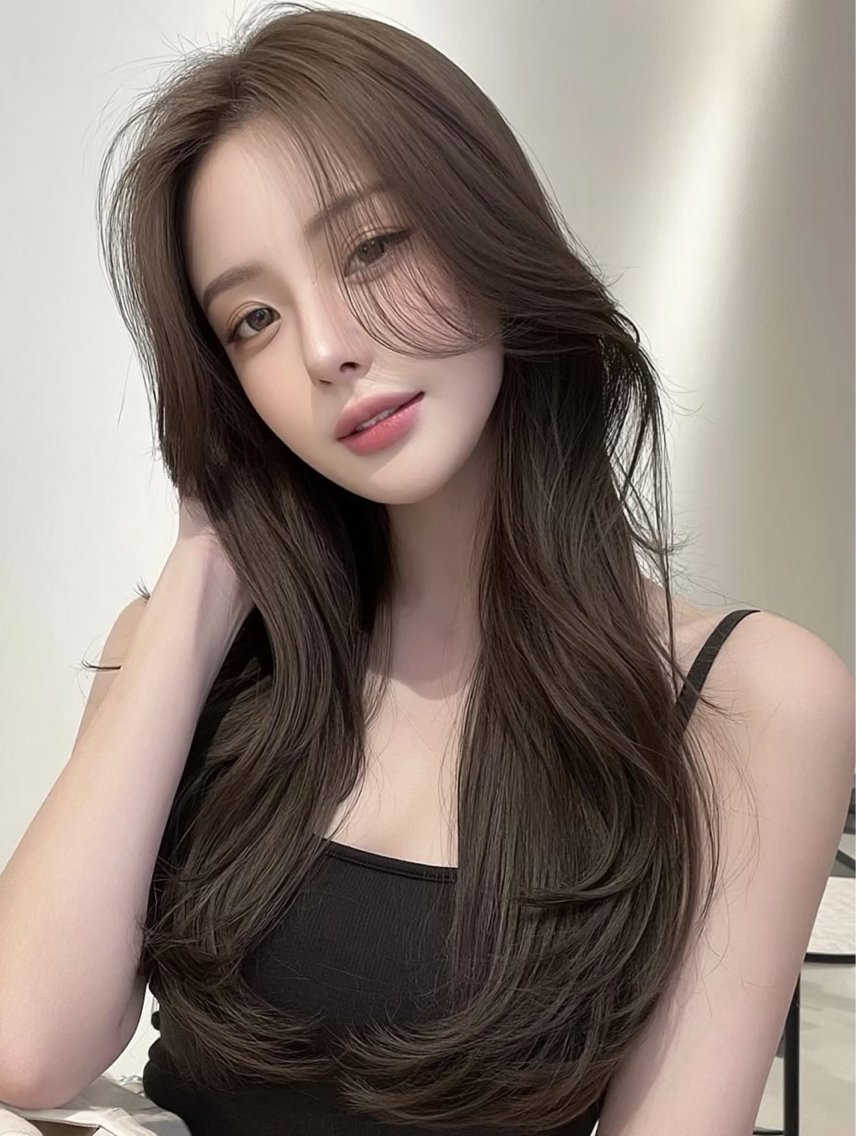 ロング ボブ 髪質改善 韓国風ヘア レイヤーカット 縮毛矯正 カット ヘアカラー 髪質改善/顔まわり minami🍀✩.のヘアスタイル