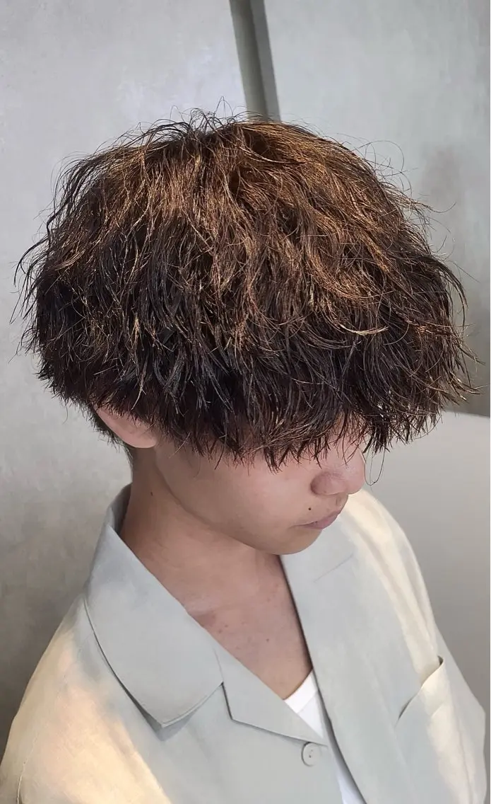ショート パーマ メンズ カット パーマ 静岡/草薙パーマ メンズバレイヤージュのヘアスタイル