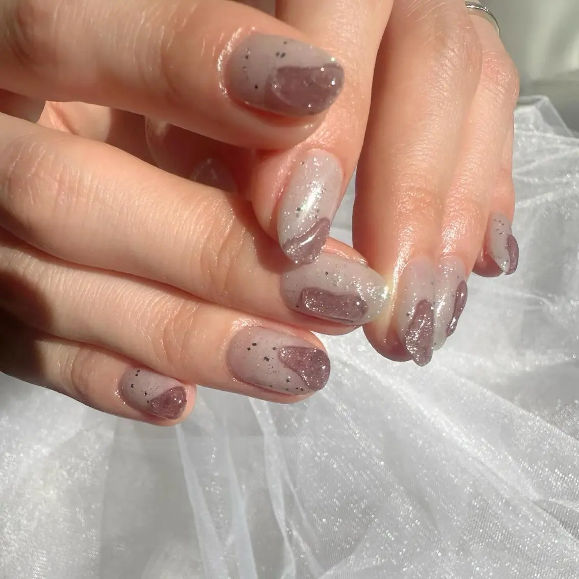 ネイル オーロラネイル クリアネイル 氷ネイル・うるうるネイル キラキラネイル 韓国ネイル 🪞KAPE NAIL 🪞のネイルデザイン