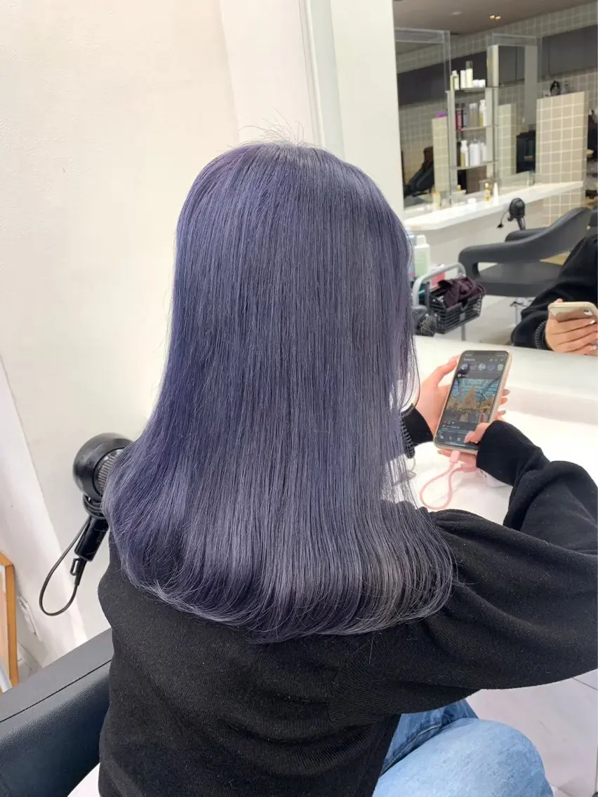 ミディアム カラー ブルーカラー ブルーラベンダー 透明感カラー ラベンダーカラー 💖トレンド春夏 カラー💖FUTAのヘアスタイル