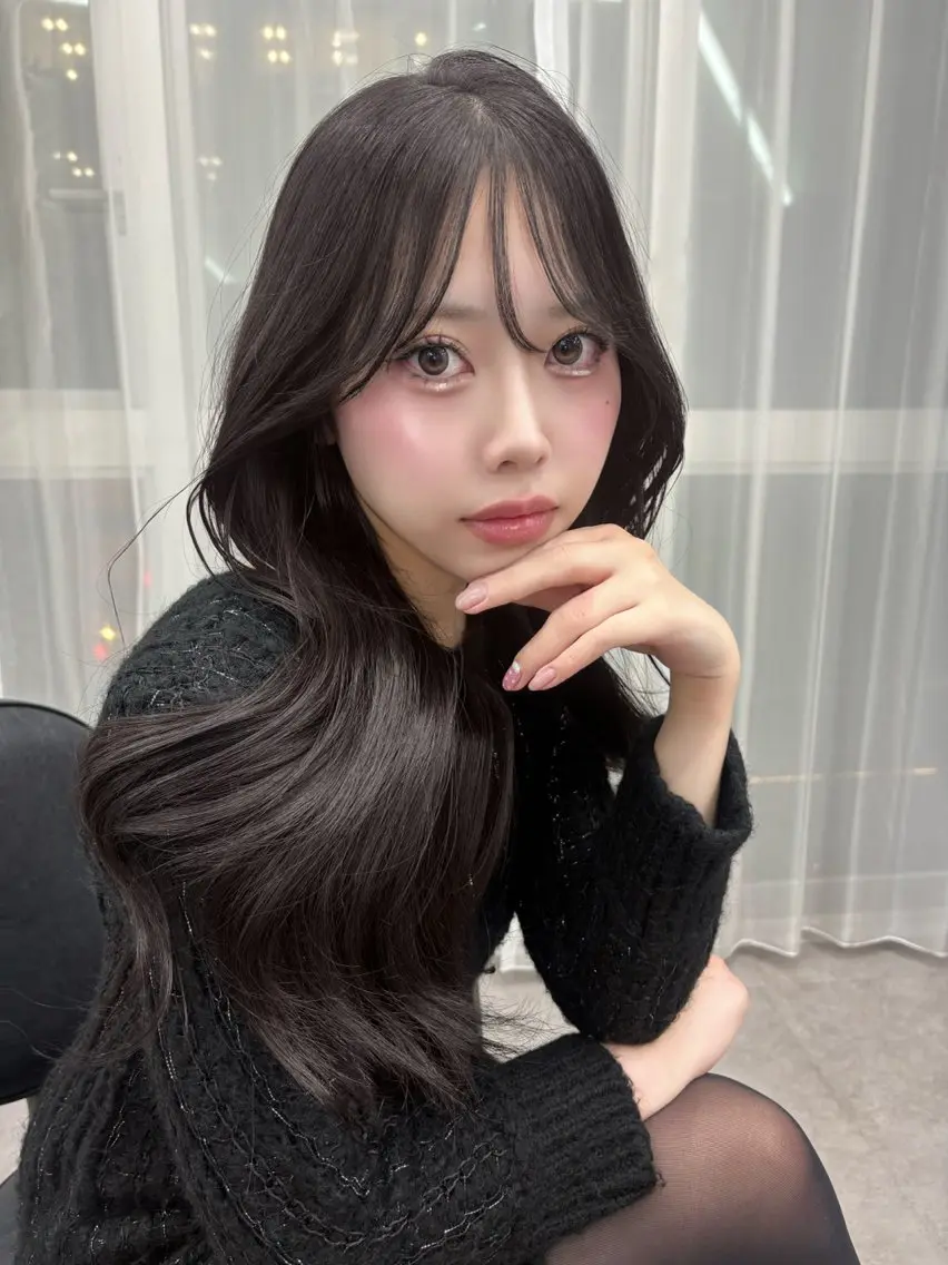 ロング カラー 透明感カラー グレージュ レイヤーカット ワンホンレイヤー ワンホンヘア カット ヘアカラー MARIワンホンヘア /透明感/グレージュのヘアスタイル