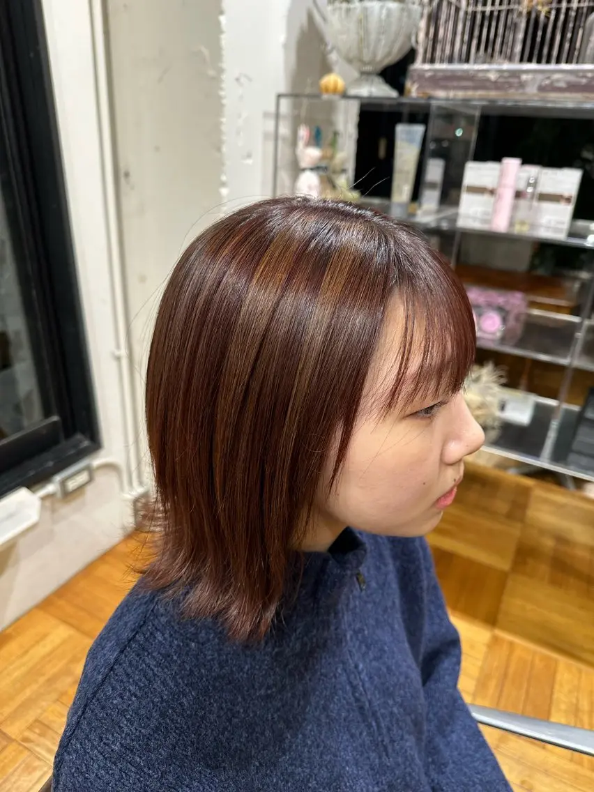 ミディアム ボブ  レイヤー 髪質改善  相澤晃希のヘアスタイル