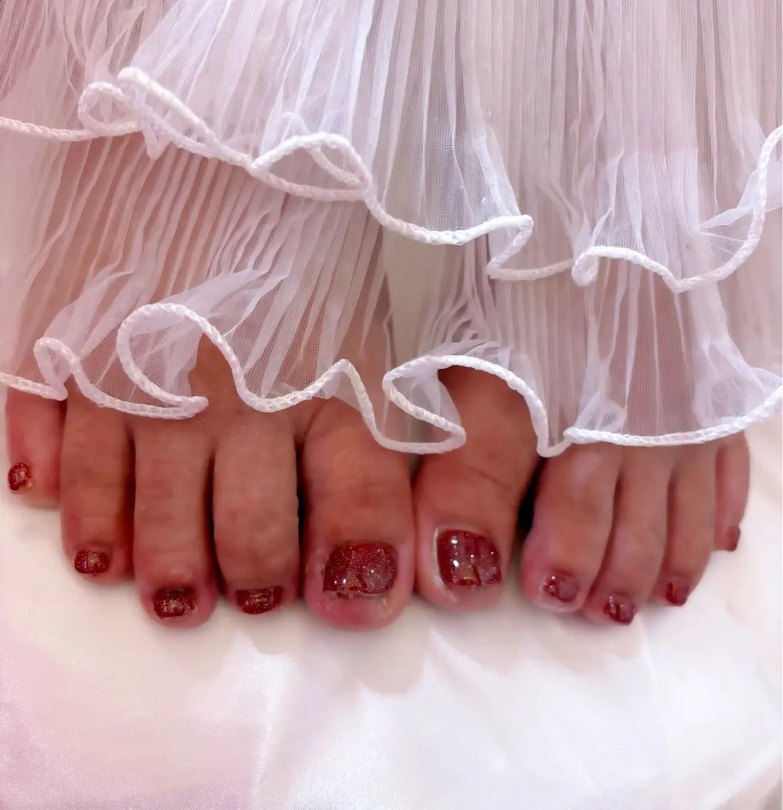 ネイル フットネイル 赤色 フットネイル Nail Salon macherieのネイルデザイン