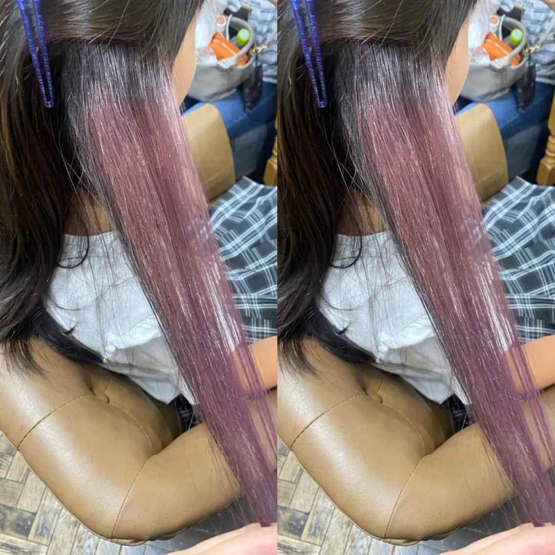 セミロング カラー キッズ イヤリングカラー グラデーションカラー カット ヘアカラー トリートメント 💎ハイトーン/艶 カラー モエカ💎のヘアスタイル