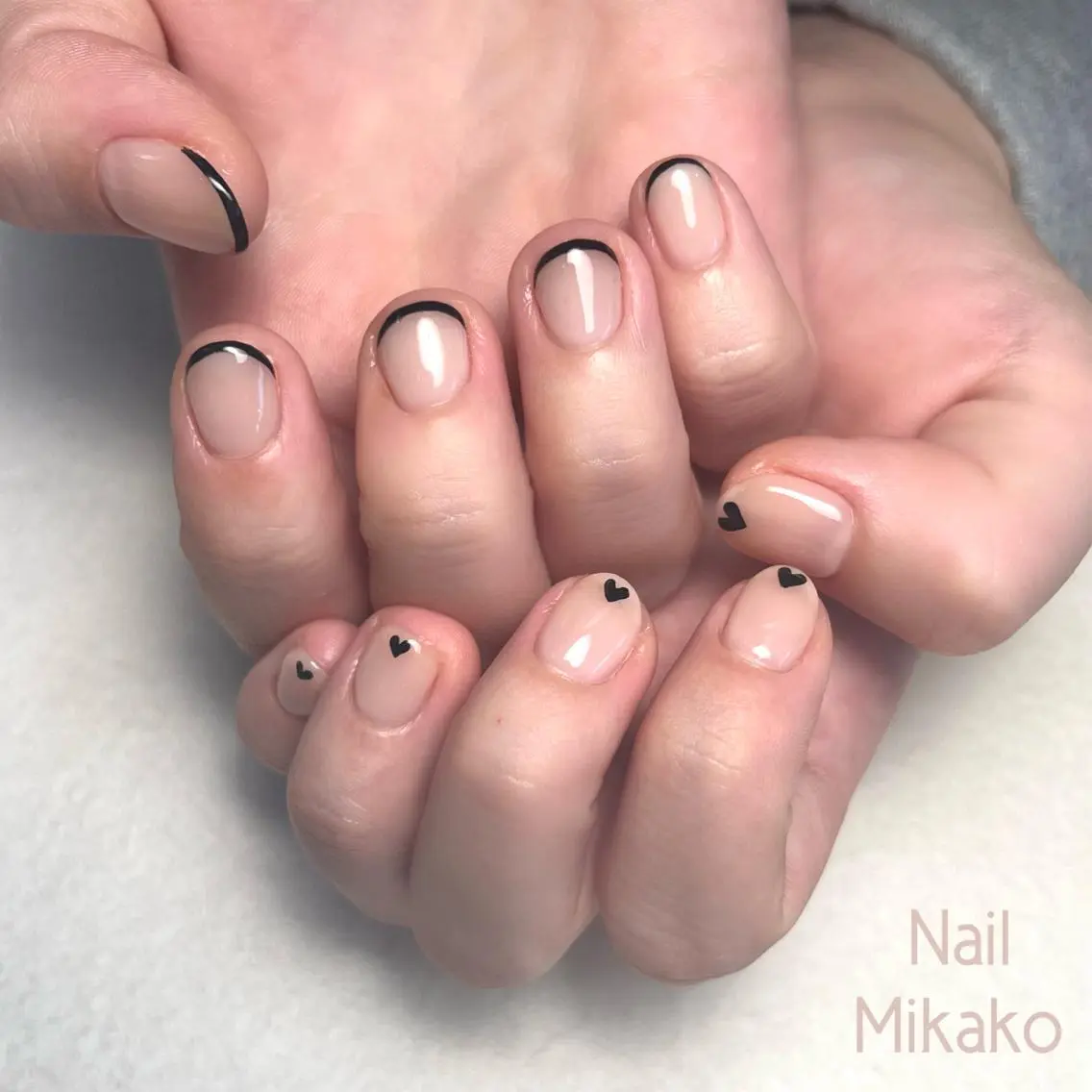 ネイル フレンチネイル ガーリー ハート 持ち込み シンプルネイル Nail Mikakoのネイルデザイン