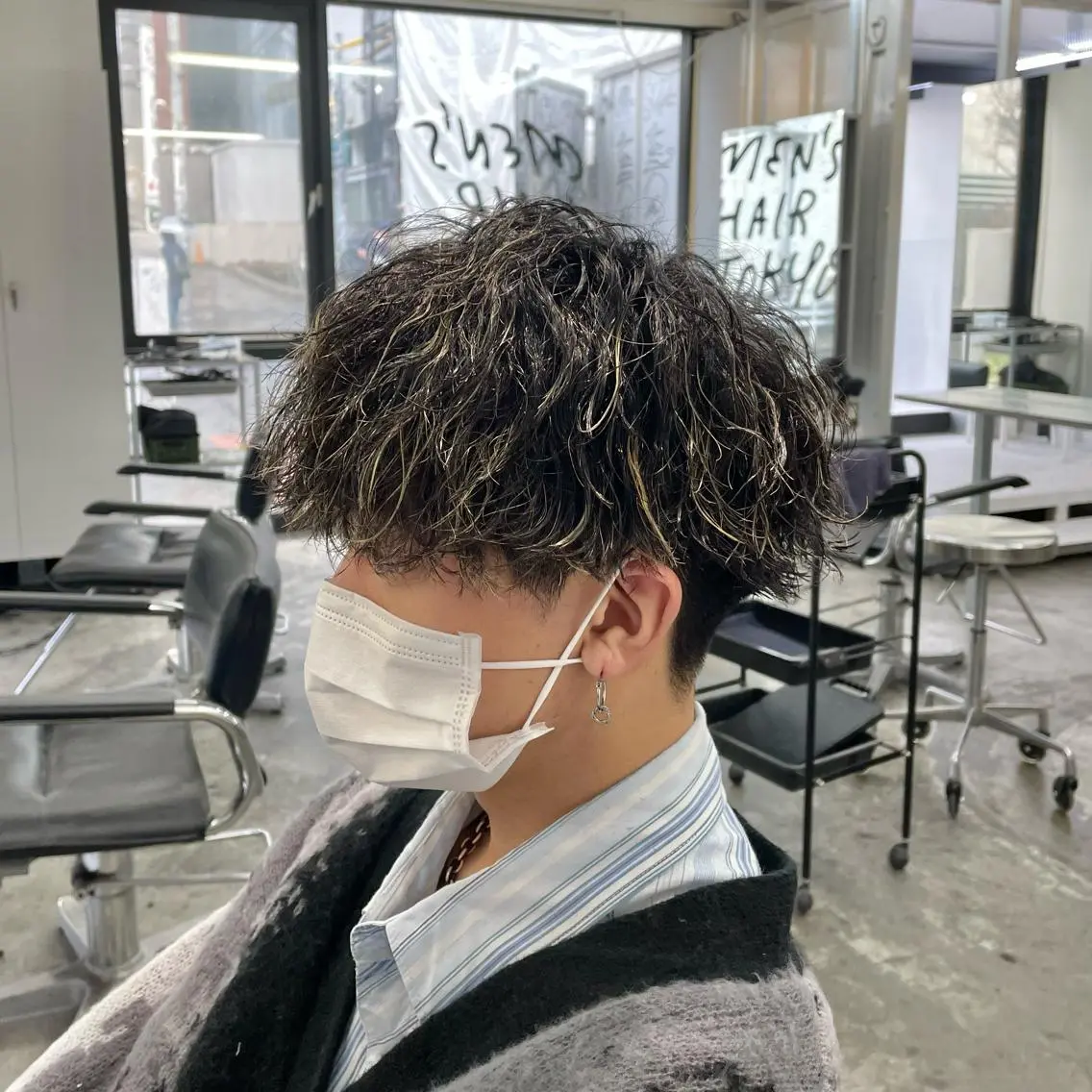 ショート カラー パーマ メンズ メンズハイライト ハイライトカラー ハイライト カット ヘアカラー パーマ メンズ特化美容師/ 藤戸 椋のヘアスタイル