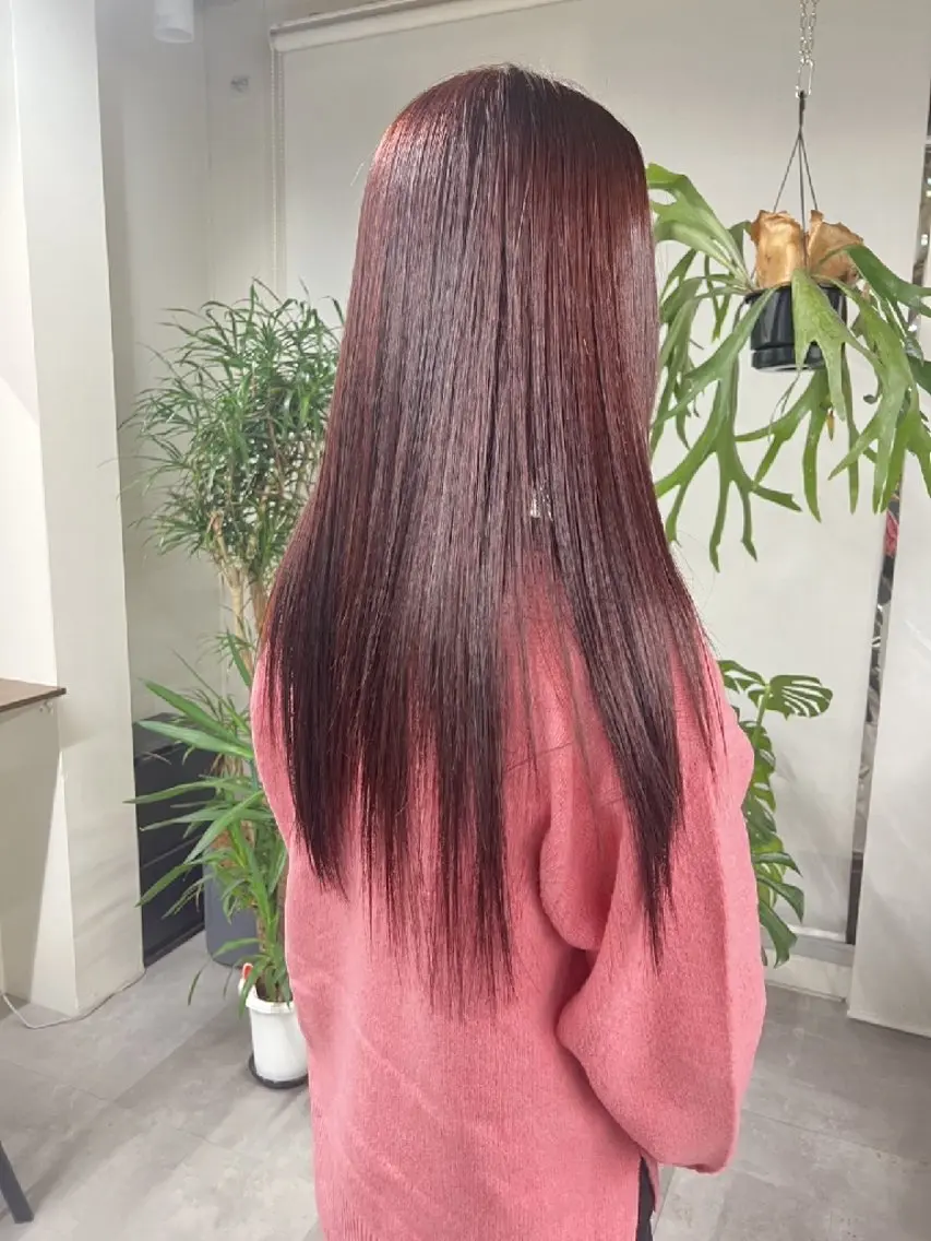 ロング カラー レッドカラー カット ヘアカラー トリートメント 【艶髪 縮毛矯正】 松原 勇気のヘアスタイル