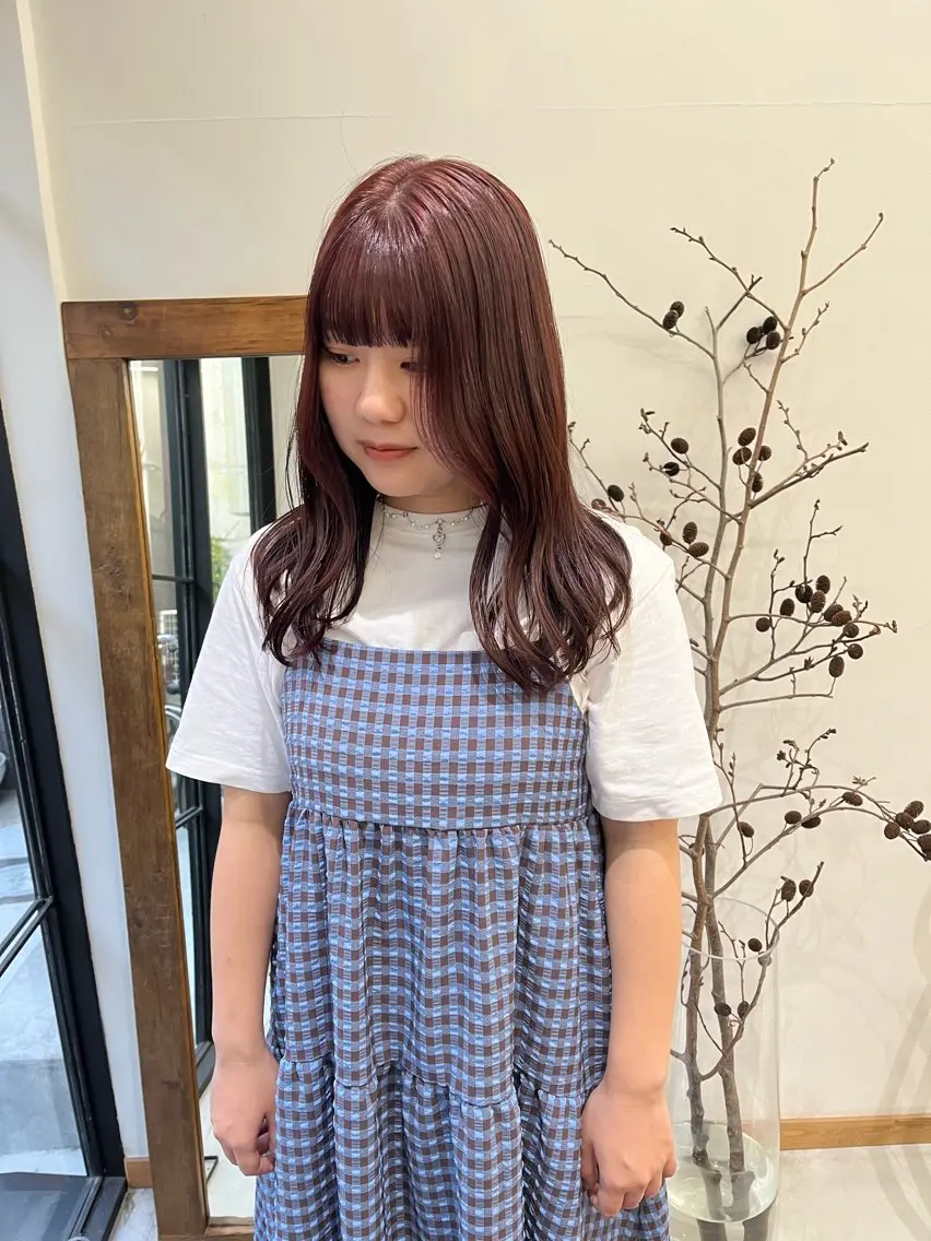 セミロング カラー ヘアアレンジ ブリーチ ダブルカラー ブリーチなしカラー カット ヘアカラー トリートメント ena/ブリーチなし 透明感・レイヤー🎀のヘアスタイル