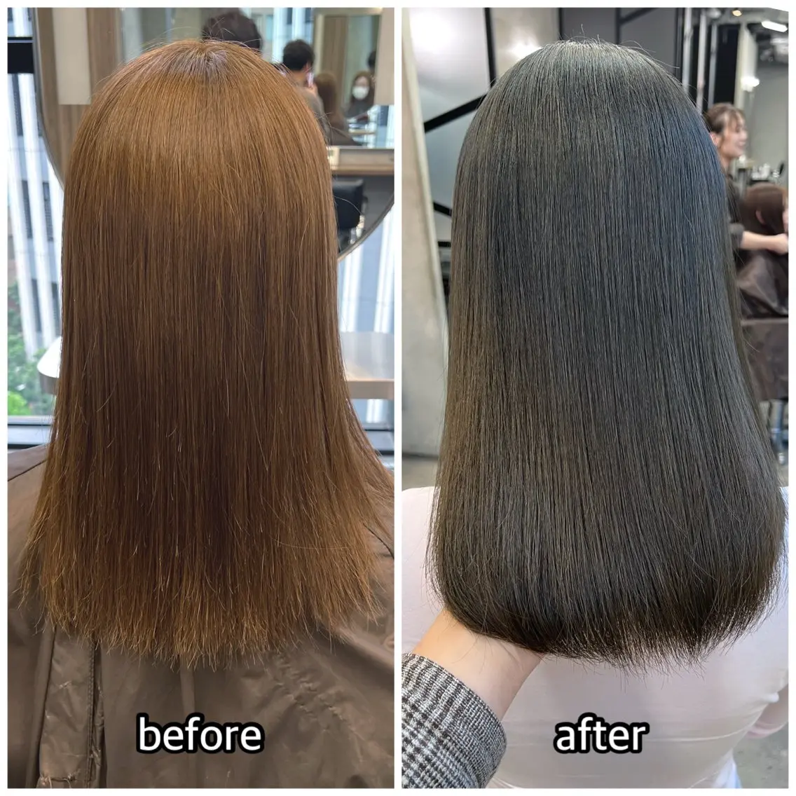 ミディアム カラー ブリーチ ダブルカラー ブリーチなしカラー オレンジ カット ヘアカラー 🎈ムラ直しカラー レイヤー千葉🎈のヘアスタイル