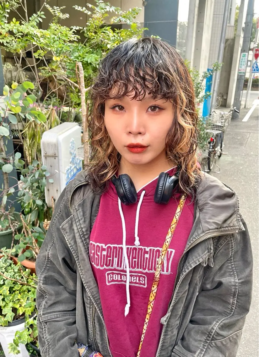 セミロング パーマ カット パーマ トリートメント 宮川 日菜子のヘアスタイル