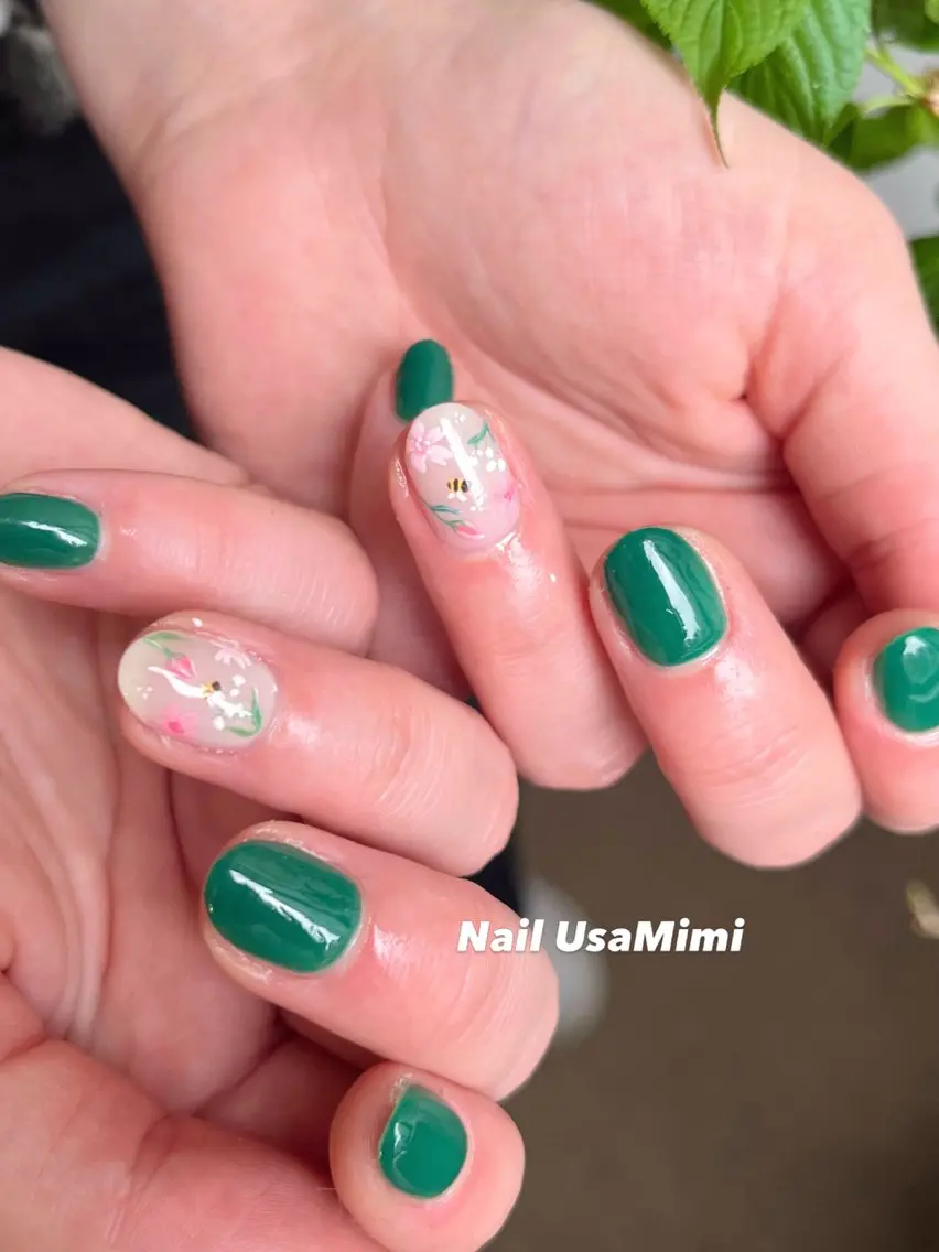 ネイル アートネイル ジェルネイル キラキラネイル オフィスネイル 春ネイル ハンドネイル Nail Usa Mimi ASAKOのネイルデザイン