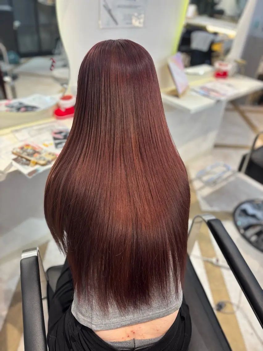 ロング カラー ブリーチ ダブルカラー 縮毛矯正 酸性ストレート ヘアカラー トリートメント 🖤みらい🖤 カットモデル様募集中のヘアスタイル
