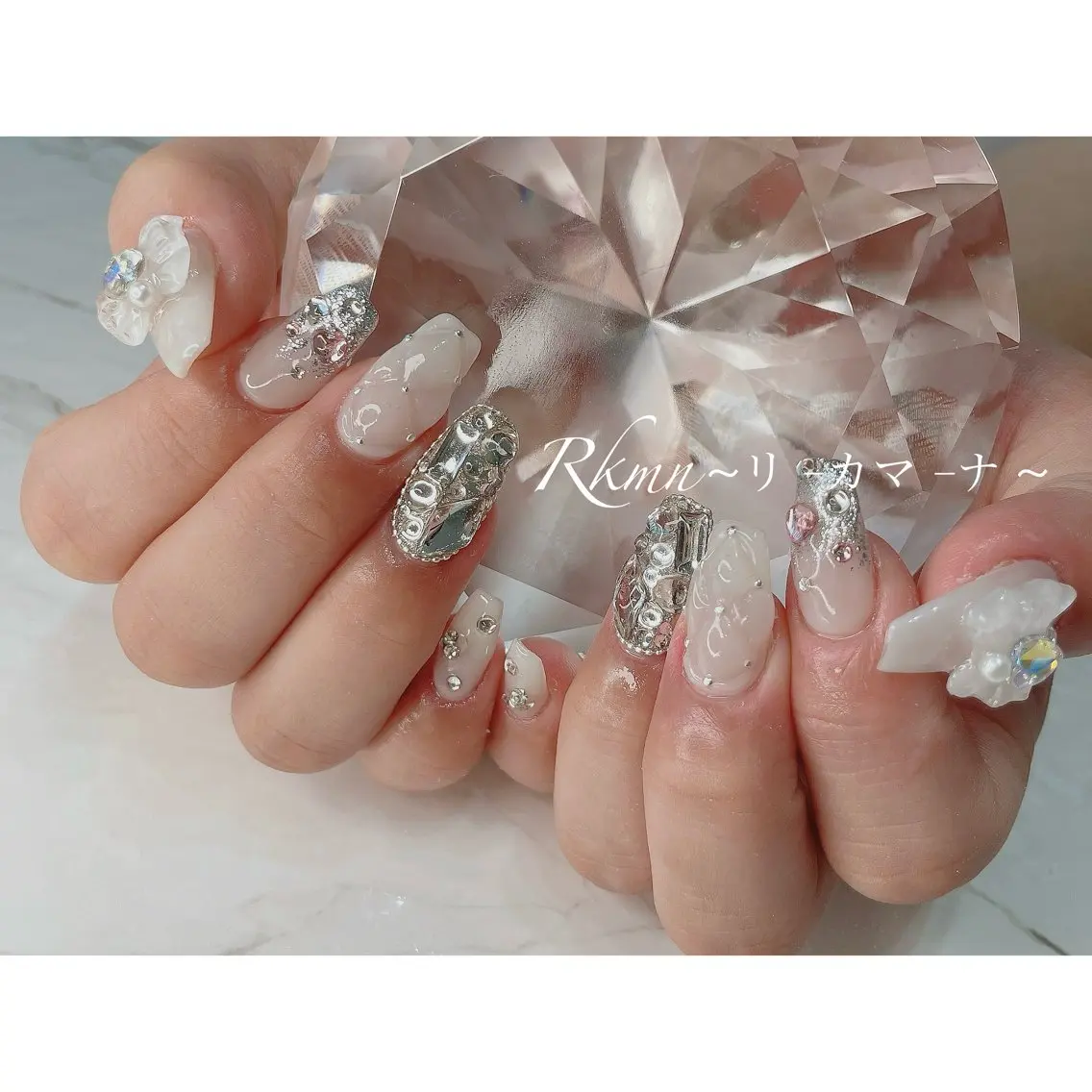 ネイル アートネイル リボン 春ネイル ワンホンネイル ハンドネイル フットネイル ハンドケア Rkmn ~リ-カマ-ナ~のネイルデザイン