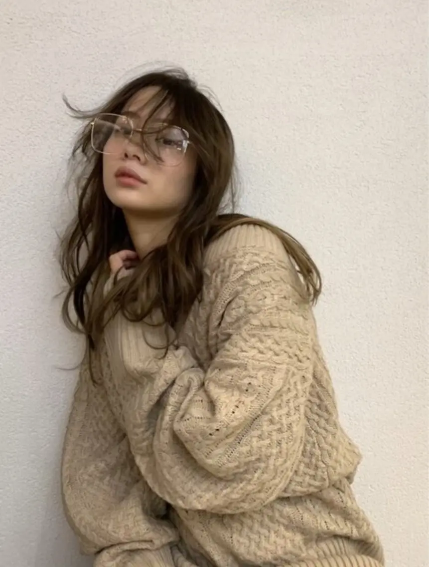 ロング カラー かきあげバング レイヤーカット 小顔カット カット ヘアカラー トリートメント ヒメカ/髪質改善/ レイヤー/大阪のヘアスタイル