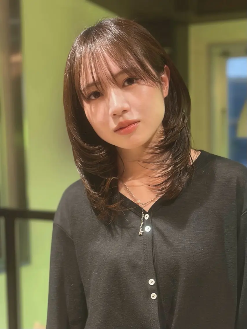 ミディアム レイヤーカット 似合わせカット 小顔カット カット 岡大前ハッシュカット ×髪質改善/松島大己のヘアスタイル