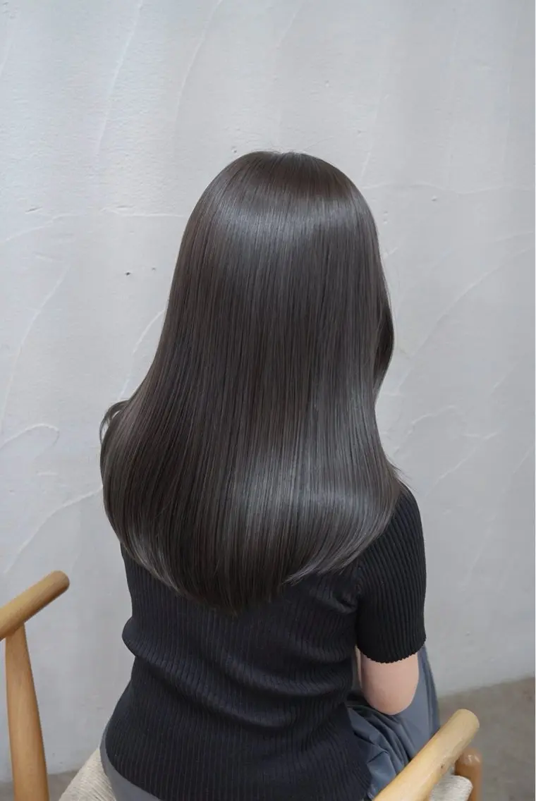 セミロング カラー グレージュ ミント ヘアカラー ブリーチなし透明感 カラー/チサト🌿のヘアスタイル