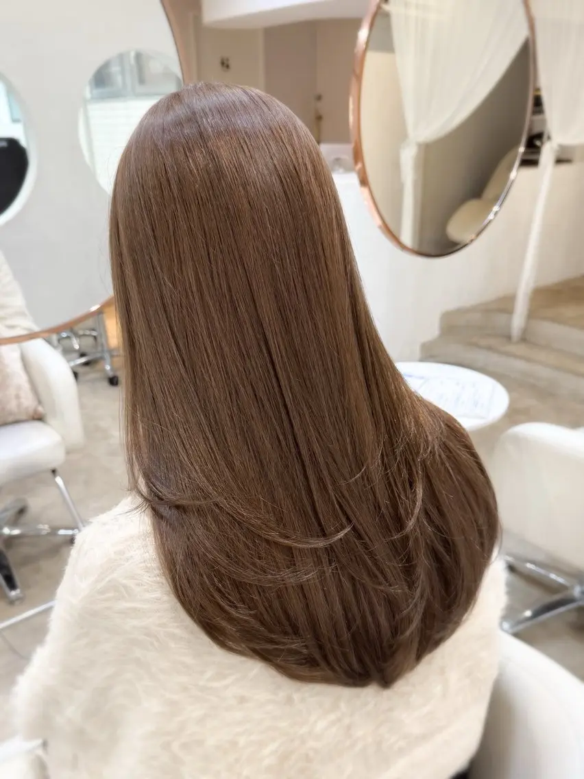 ロング カラー バレイヤージュ ベージュカラー ブリーチ ケアブリーチ ダブルカラー カット ヘアカラー トリートメント ミディアム/顔周り/ ベージュ🌼mayuのヘアスタイル