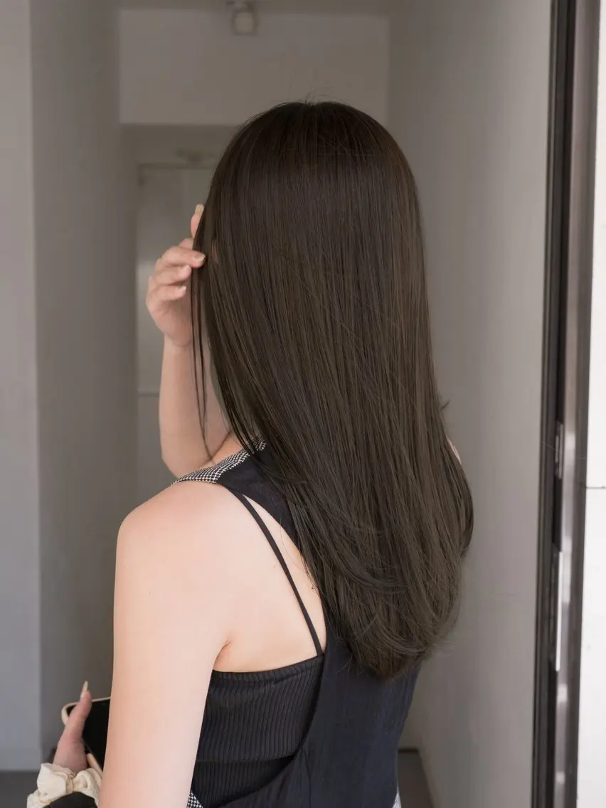 セミロング カラー グレージュ オリーブグレージュ オリーブグレー 髪質改善 レイヤーカット カット ヘアカラー 縮毛矯正 navile原宿 yumaのヘアスタイル
