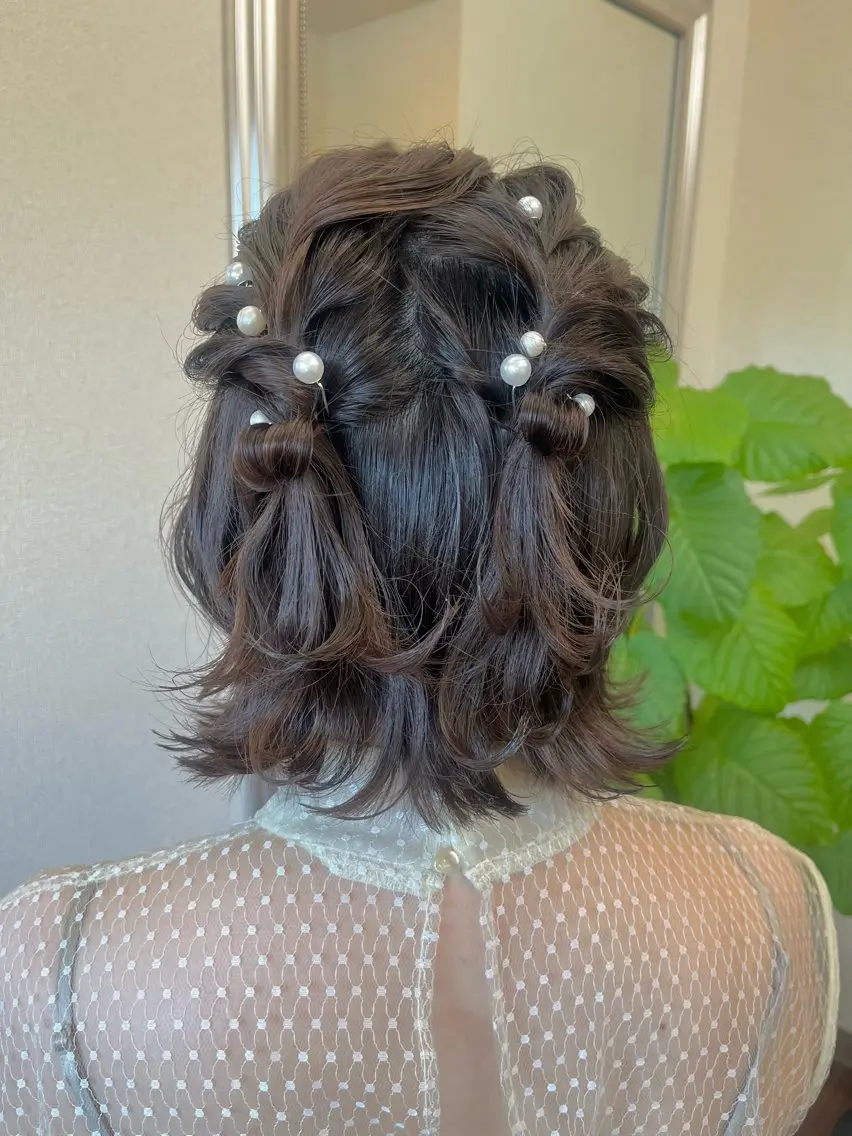 ショート カラー パーマ ヘアアレンジ ボブ ショートヘア ヘアセット yukimi .のヘアスタイル