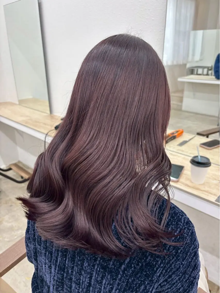 ロング カラー ブリーチ カシス ブリーチなしカラー ピンクカラー レッドカラー ブリーチ/ハイトーン ⚗️HARUKAのヘアスタイル