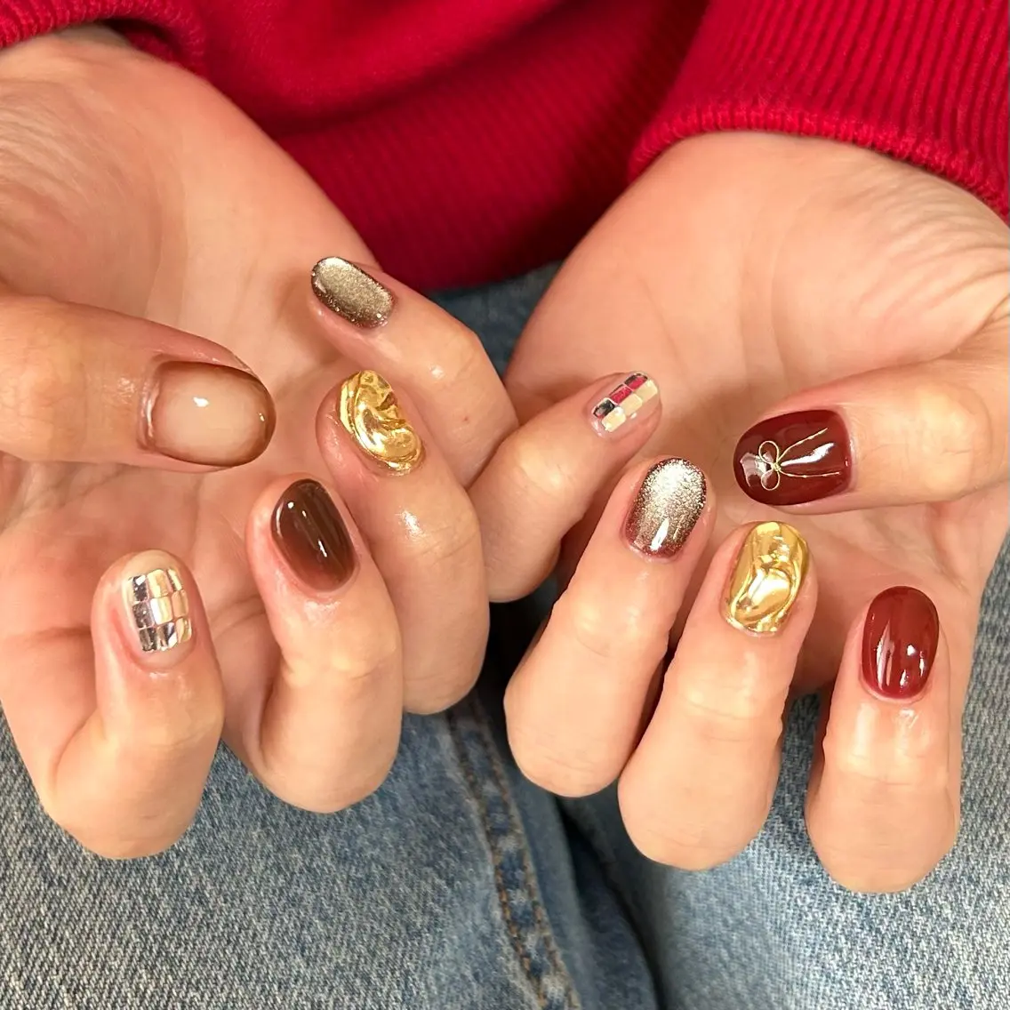ネイル ブラウン ハンドネイル lcoco nailのネイルデザイン