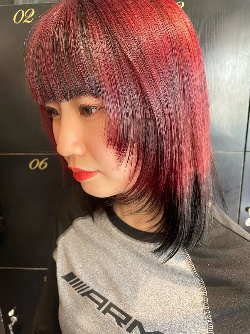 セミロング カラー デザインカラー ヘアカラー トリートメント 💞暖色カラー 💞risaのヘアスタイル