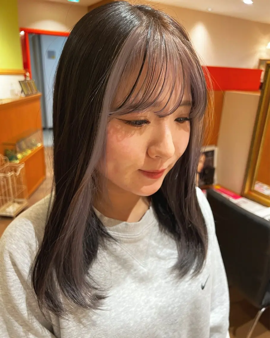 ミディアム カラー ミストバング ブリーチ  フェイスフレーミング Lita KANAのヘアスタイル