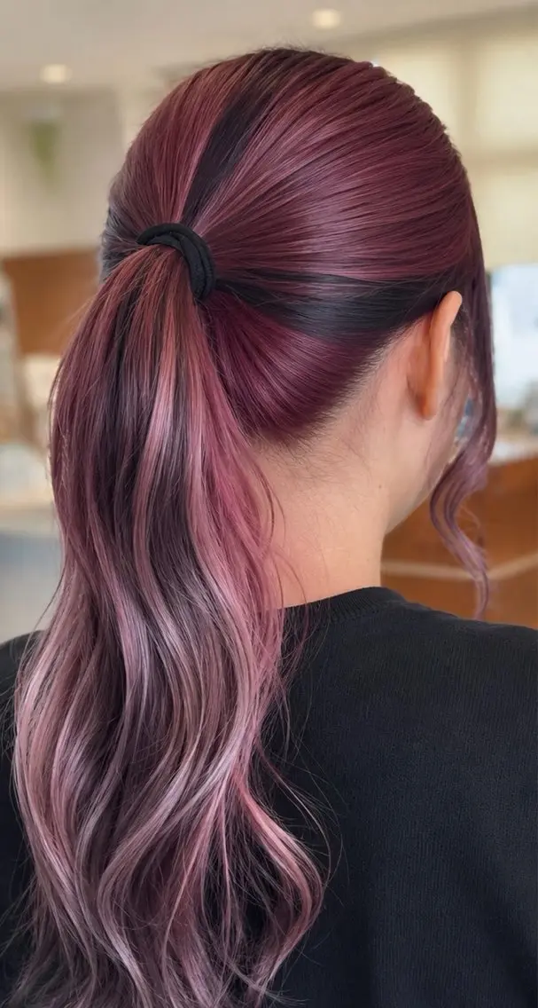 ロング カラー 黒髪 ブリーチ 透明感カラー デザインカラー ラベンダーカラー ヘアカラー 🫧【デザインハイト ーン】Sachi🫧のヘアスタイル