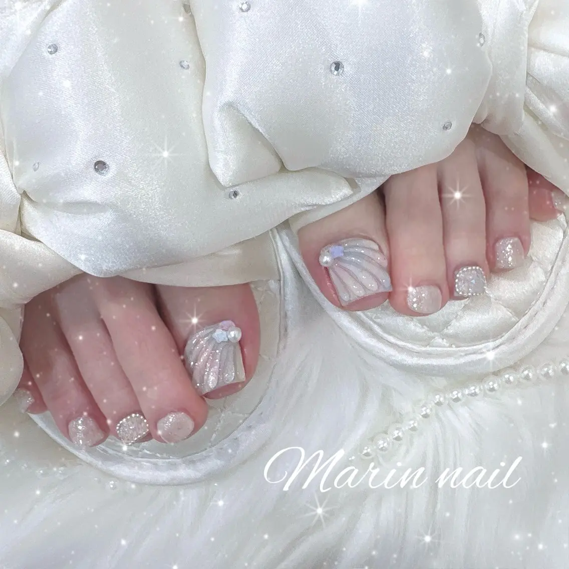 ネイル アートネイル フットネイル 大理石ネイル(マーブル) 夏ネイル フットネイル Marin nailのネイルデザイン