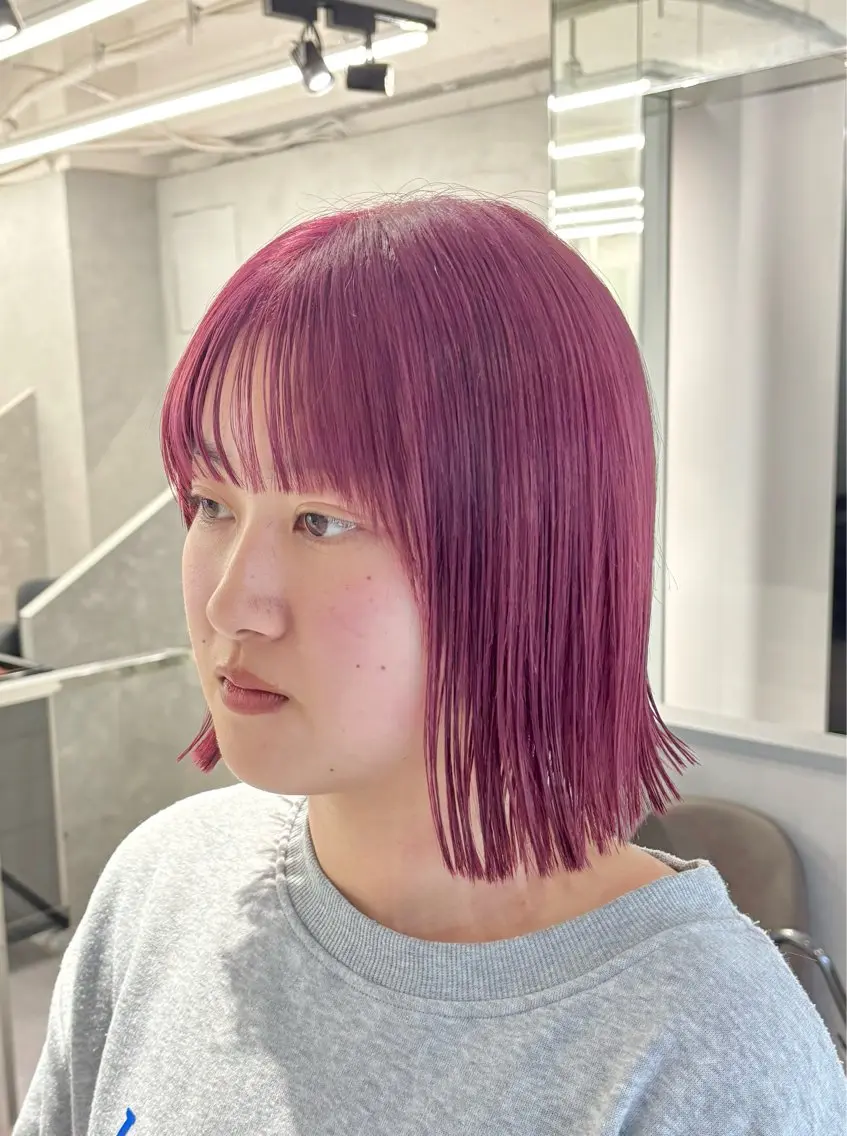 ショート カラー ヘアアレンジ ピンクカラー ルビー カット ヘアカラー ハイトーン×似合わせ Shoseiのヘアスタイル