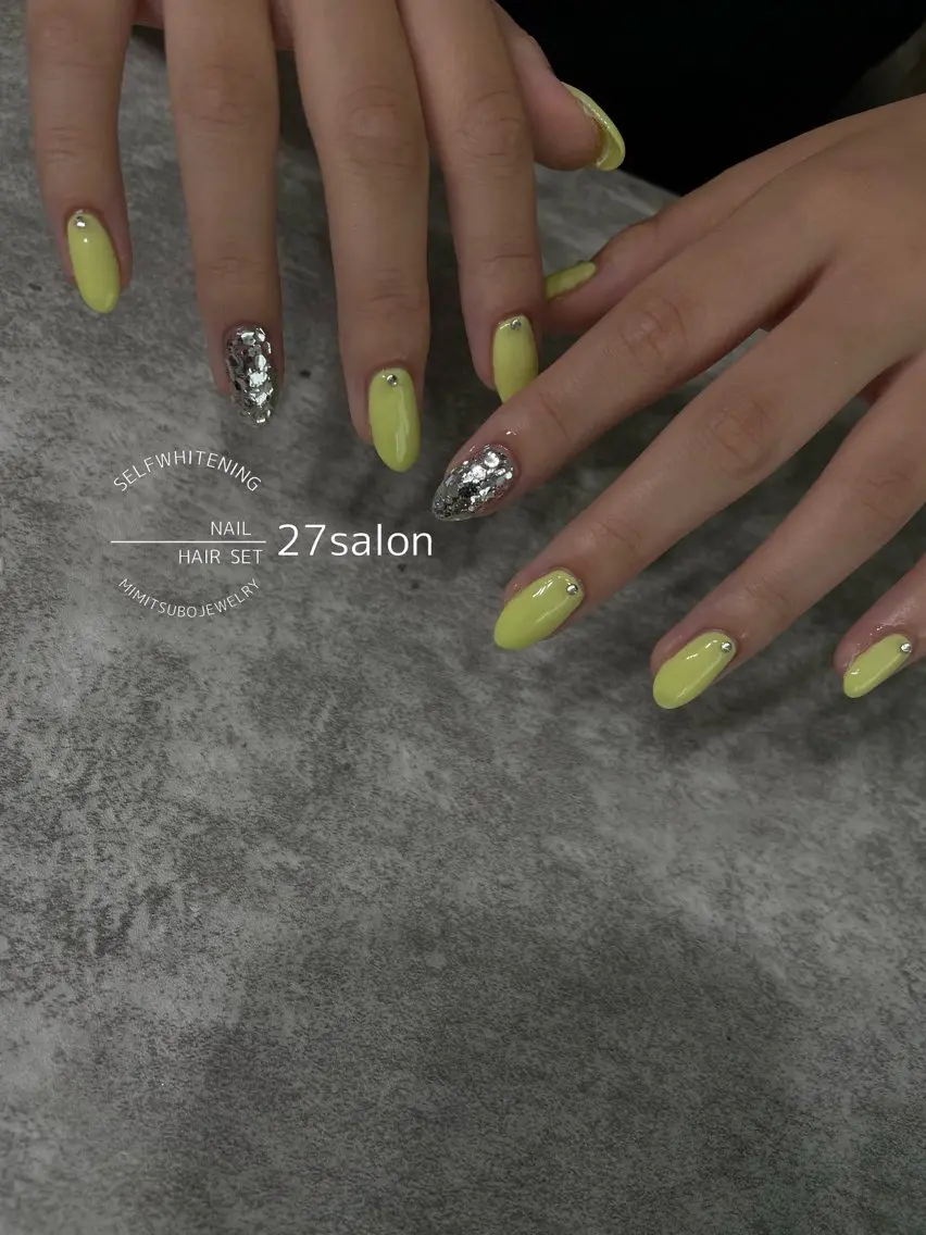 ネイル 黄色 ハンドネイル 27salon yuinaのネイルデザイン