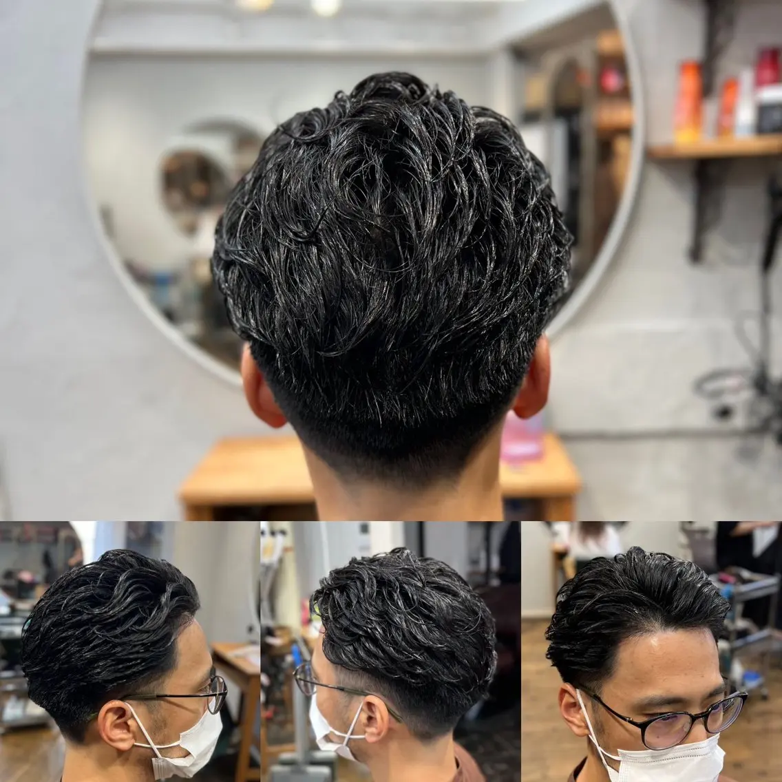 ショート パーマ メンズ フェードカット メンズパーマ ツイストスパイラルパーマ スパイラルパーマ 髪質改善/縮毛矯正/ 超高濃度水素ケアのヘアスタイル