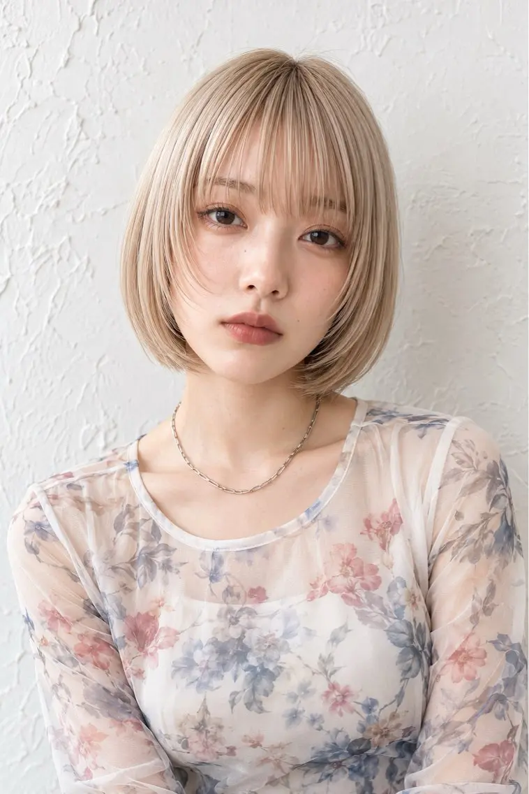 ショート ボブ 顔周りカット ケアブリーチ 髪質改善/池袋のヘアスタイル