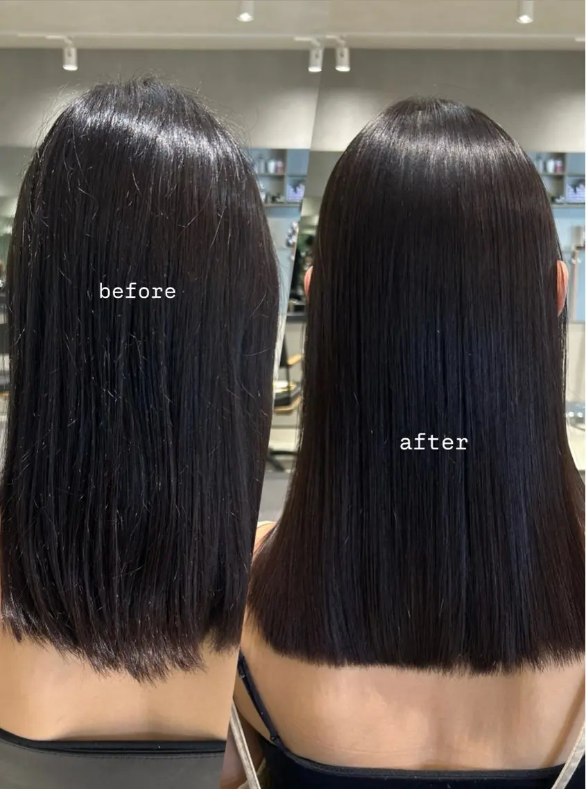 セミロング 縮毛矯正 荻野 未来のヘアスタイル