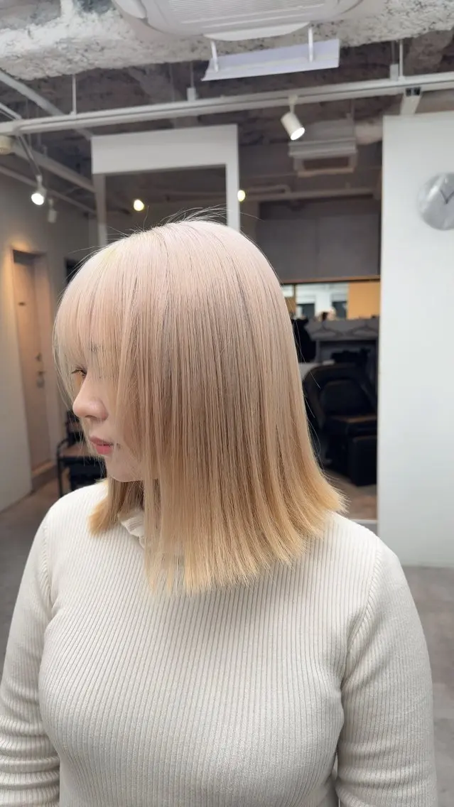 ミディアム カラー ヘアカラー トリートメント ✨錦糸町ブリーチ/ ホワイトカラー皇気✨のヘアスタイル