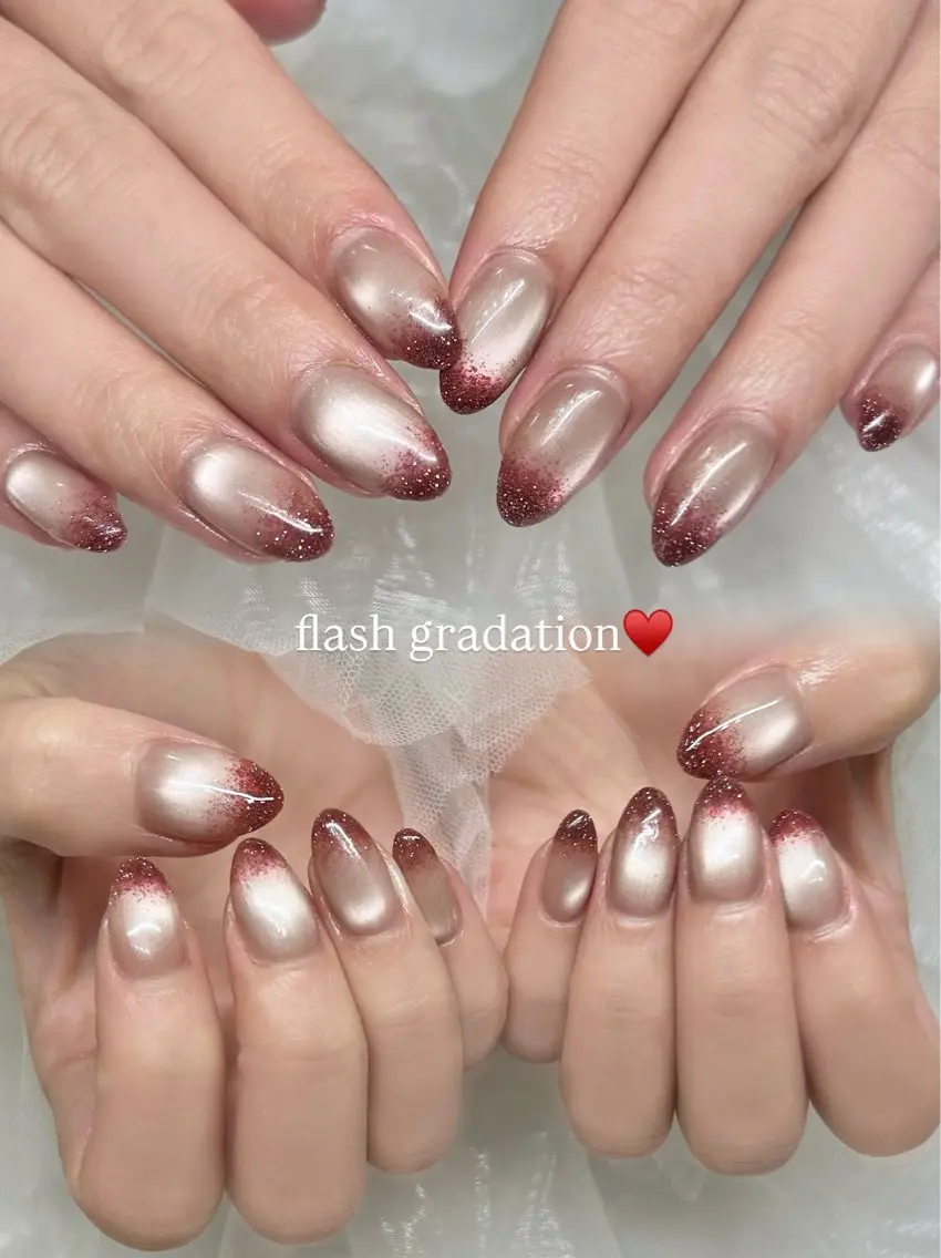 ネイル フラッシュネイル ジェルネイル グラデーション マグネットネイル ワンカラーネイル 🎀チーク/ちゅるん 🫧chisa🎀のネイルデザイン
