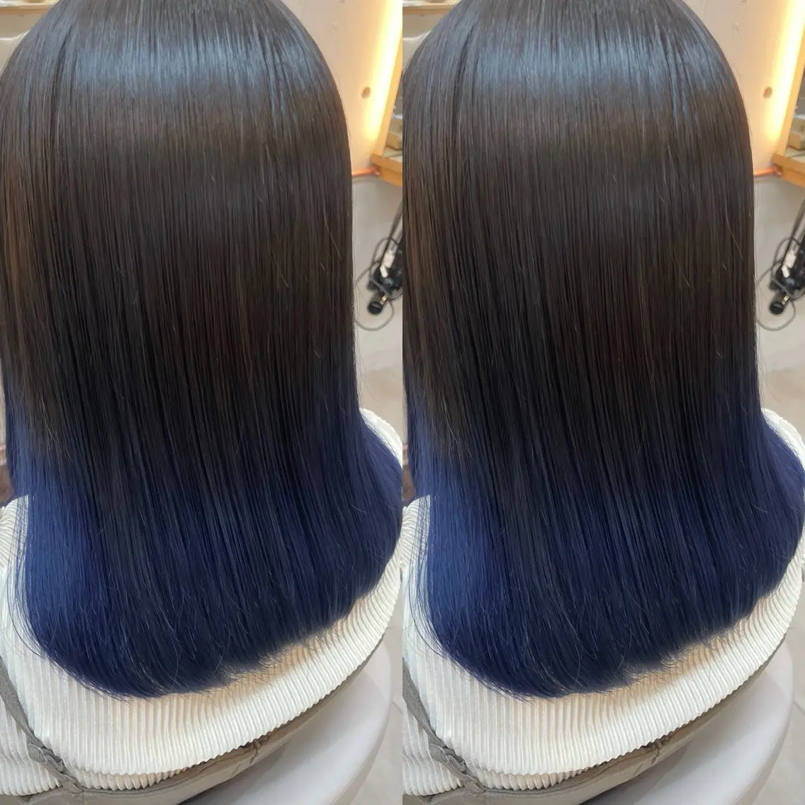 セミロング カラー ブルーカラー グラデーションカラー カット ヘアカラー トリートメント ヘアセット ブリーチ無しダブル カラー🦕まどかのヘアスタイル