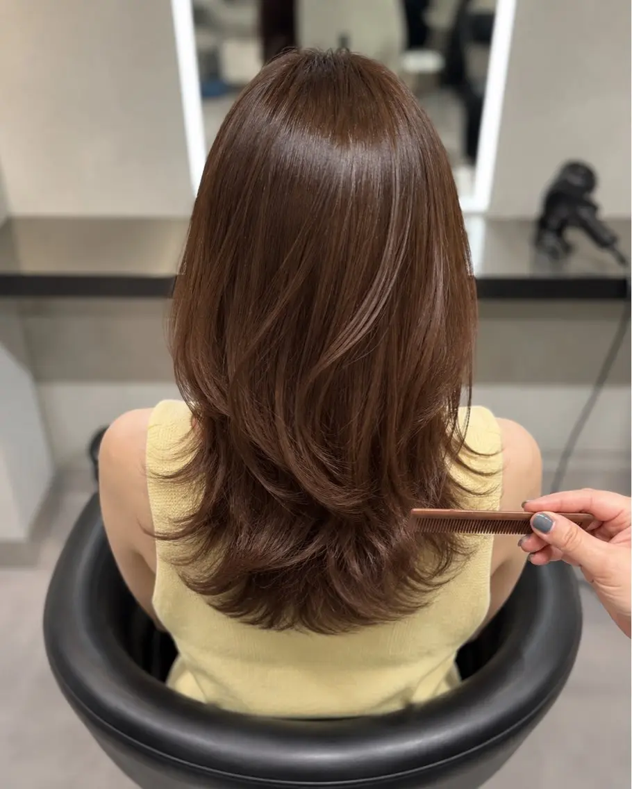 ミディアム カラー ブラウンカラー トリートメント 🌈ウルトワ水素 髪質改善naru🌈のヘアスタイル