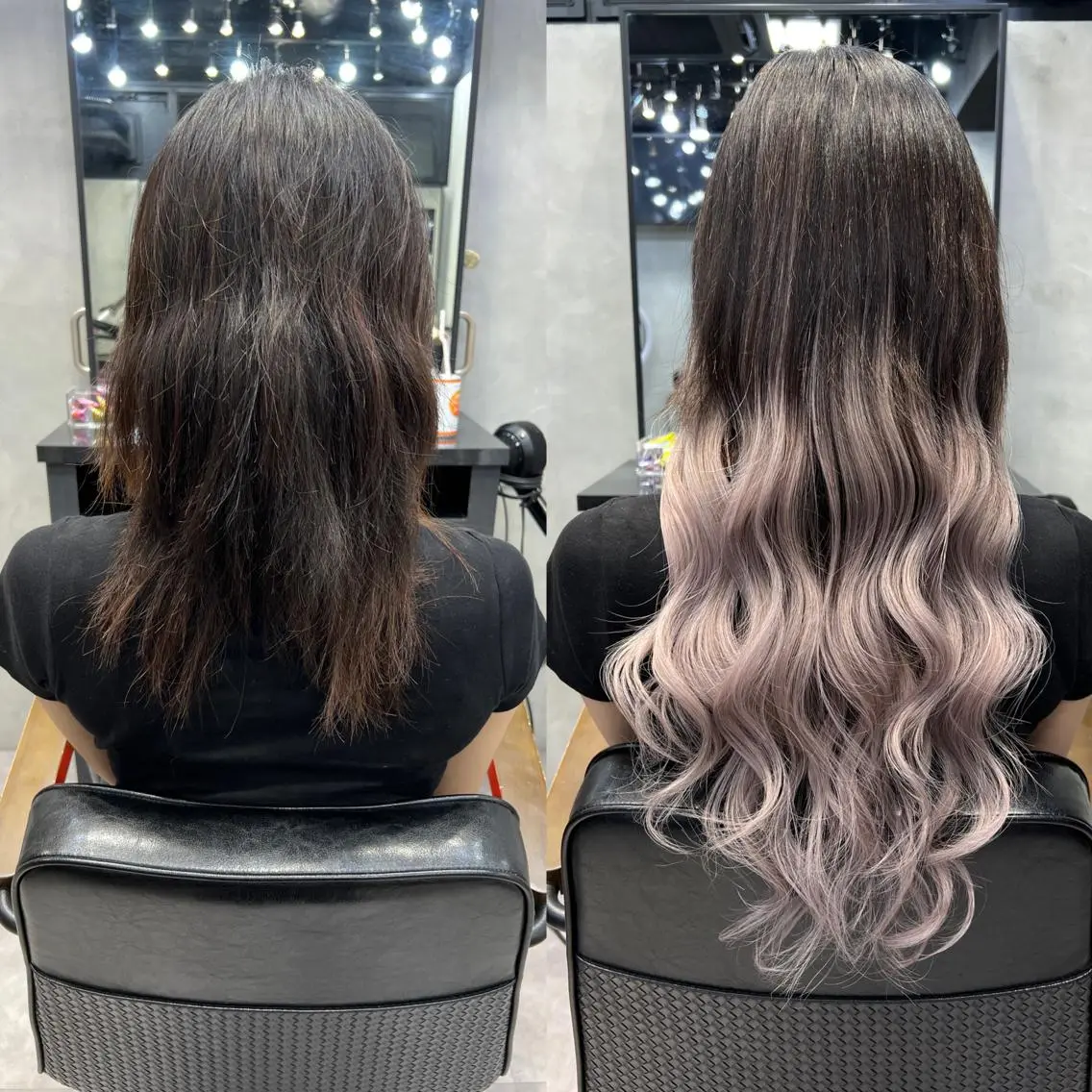 ロング カラー ヘアアレンジ シールエクステ アッシュ バレイヤージュ ベージュカラー ブリーチ カット エクステ ar+ ❤︎ maiのヘアスタイル