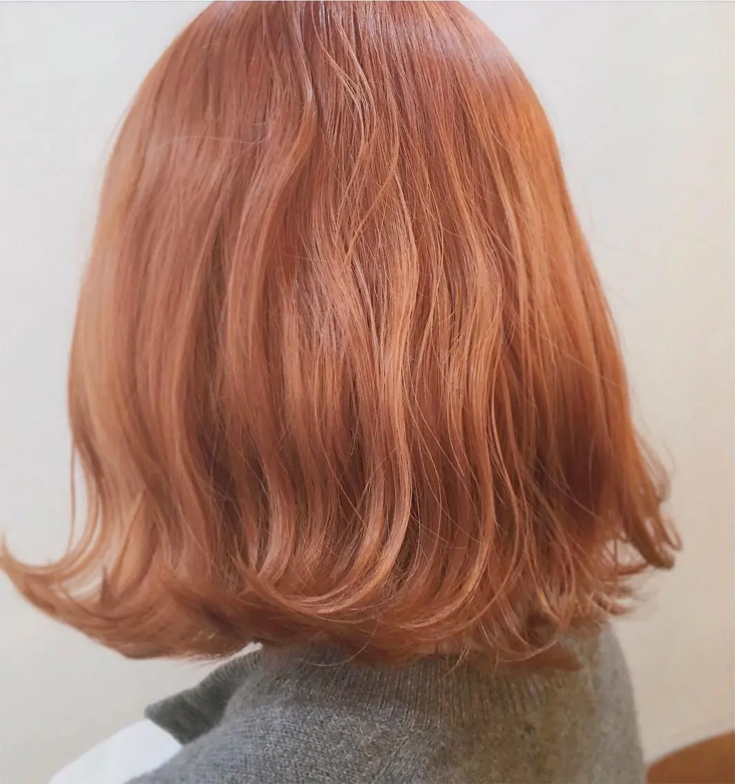 ミディアム カラー ブリーチ ケアブリーチ ダブルカラー オレンジ ヘアカラー 【🉐学割】応援📣 ミニモ限定🤩千 田のヘアスタイル