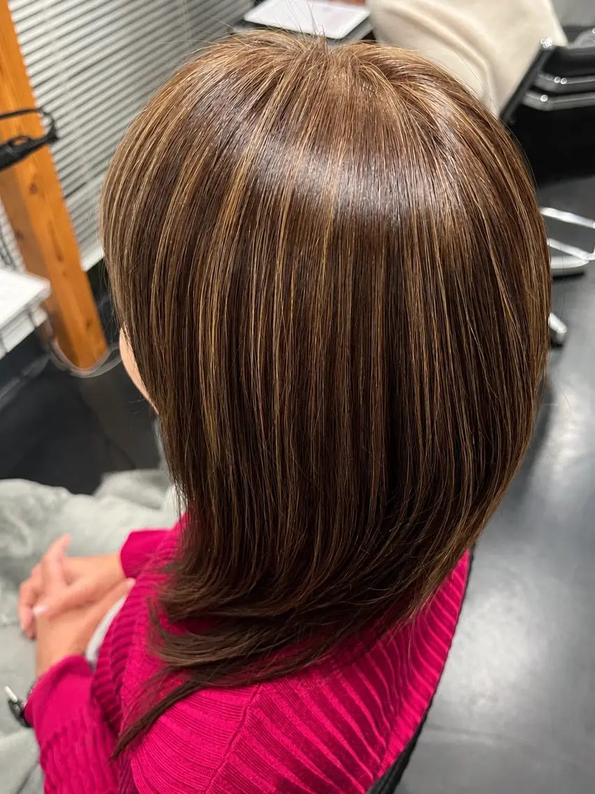 セミロング カラー カット ヘアカラー 白髪ぼかし 揚村武斗のヘアスタイル