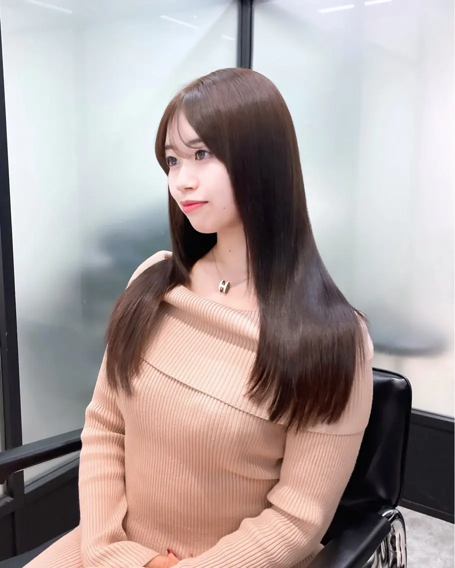 ロング 韓国風ヘア レイヤーカット カット 縮毛矯正 トリートメント 韓国レイヤーカット 髪質改善▫️水野有真のヘアスタイル