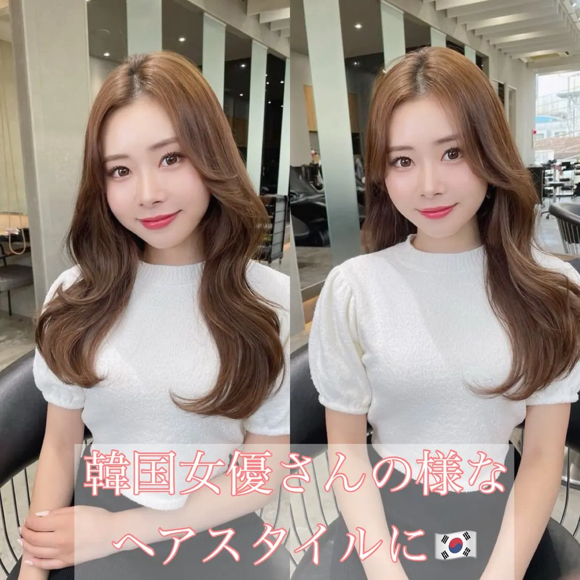 セミロング カット ヘアカラー トリートメント 山本翔一郎 韓国顔周りレイヤーのヘアスタイル