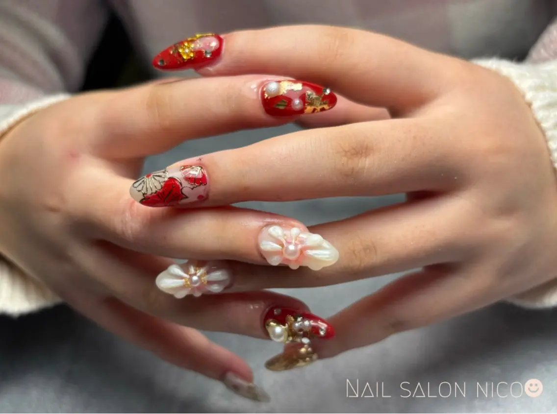 ネイル 成人式 ハンドネイル Nail salon nico☻のネイルデザイン