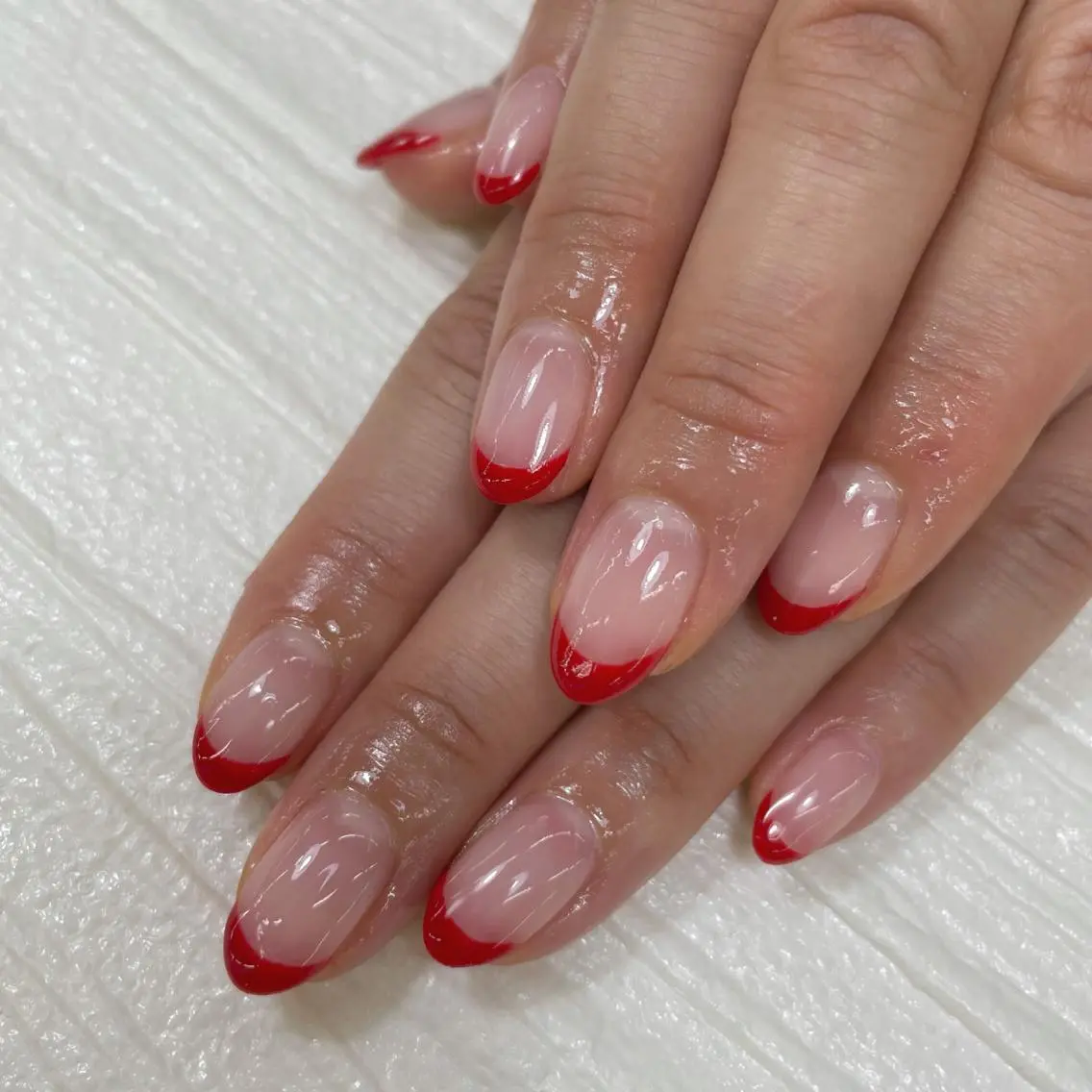 ネイル フレンチネイル 赤色 MINORI Nail&Waxのネイルデザイン